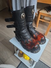 New Rock Reactor Flame Platform Boots Punk Goth Style, UK Size 9