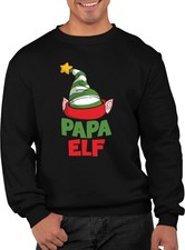Papa Elf Xmas Jumper Ugly Christmas Sweater Festive Hat Print Unisex