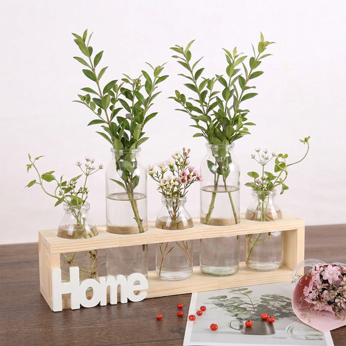 Wooden base glass - wooden, vase