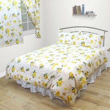 Single Bed Duvet Cover Set Lemons Yellow Cream Bedding Set 100% Cotton