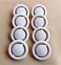 LAST 8 Classic White & Gold Buttons, 25mm, Shank, Jacket/Coat, Matching Set