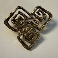 Modernist 1970s Gilded Silver 925 Greek Key Brooch Ilias LALAoUNIS Style