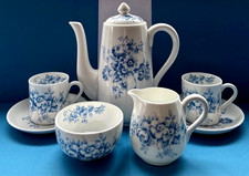 Art Deco, Vintage Crown Staffordshire China Coffee Set , Blue & White ????