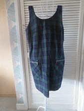 Vintage Red Herring Pinafore Blue/green check size 16