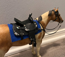  traditional breyer size western saddle set model horse, peter stone,tack  