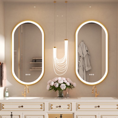 Large oval led bathroom mirror - large,