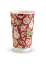Double Wall Coffee Cup Compostable Recyclable, PLA Lined, Christmas