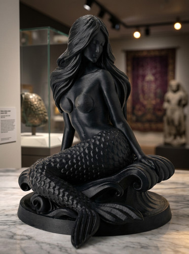 Black mermaid figurine - mermaid,