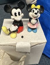 Vintage Mickey Minnie Mouse Set Ceramic Figurine Walt Disney Productions Japan