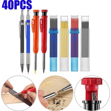 40*Deep Hole Solid Carpenter Pencil Marker Woodworking Marking Mechanical Kit