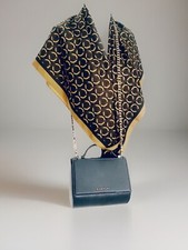 Ladies Black Khaki Geometric Arty Design Print Long Large Square Bag  Neck Scarf