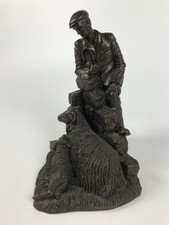 Heredities Cast Bronze Resin " Shepherd & Sheep Figurine 18cm