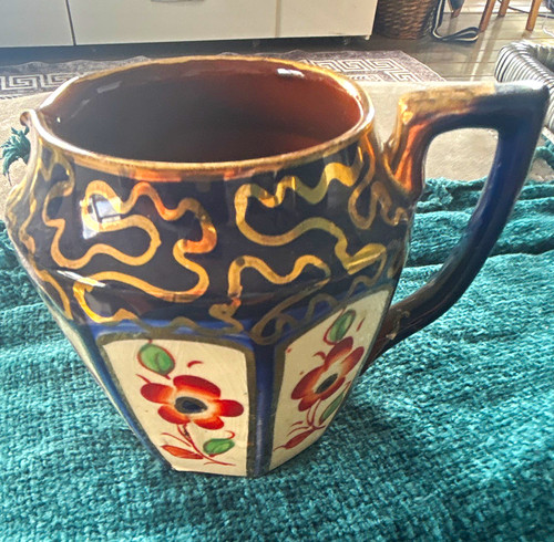 Floral ceramic jug - ceramic,