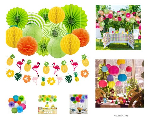 Mixed paper lantern tissue pom - mixed,