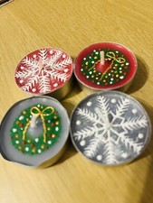 Christmas Candles Set of 4Henna Painted Xmas Tea Light Candles