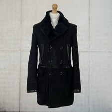 Pretty Green Black Label Fully Lined Double Breasted Suede Peacoat Fits Small