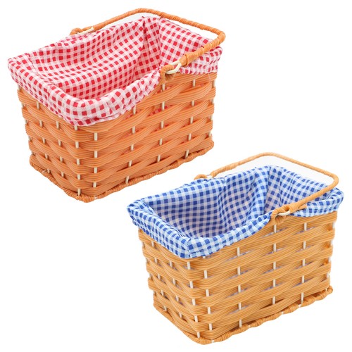 Plastic basket with gingham - with,