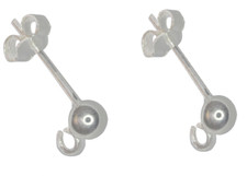 HIGH QUALITY SOLID Sterling Silver 4mm Ball with Loop Stud and Earring Back 2PIC