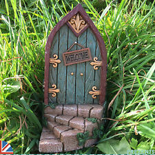 LARGE Fairy Door Elf Pixie Steps Wooden Stone Magical Garden Outdoor 19cm 39153