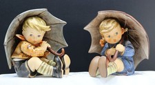 Goebel M.I. Hummel figurines "Umbrella Boy & Girl" 152/0A, 0B TMK6 Germany