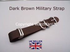 Brown Military Watch Strap 20mm Fits Timex Expedition Lorus Military Watch