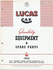 MG MGA MAGNETTE ZB Mk3 MORRIS MINOR 1000 RILEY 1.5 2.6 '59 LUCAS PARTS CATALOGUE