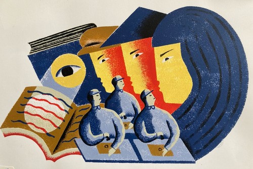 Vintage gouache painting - gouache,