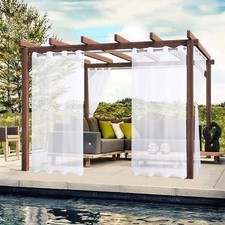 Outdoor Sheer Curtains For Patio Waterproof 2 Panels White 54 x 84 inch - NEW