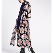 Alexa Chung M&S Limited Edition Oriental Floral Kimono Duster Coat Sz L 14 16