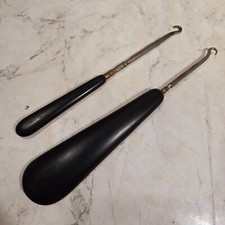 Antique Gaboon Ebony Shoe Horn and Button Hook Pair.