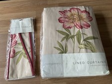Montgomery Curtains & Tiebacks Neutral Terracotta Floral W163cm 64” x L228cm 90”