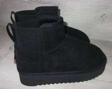 River Island ladies black platform sole boots size uk 7 new easy pull on style