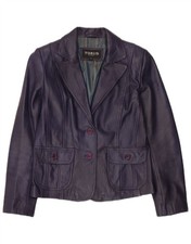 TORUS Womens 2 Button Leather Blazer Jacket UK 12 Medium Purple Leather AC01
