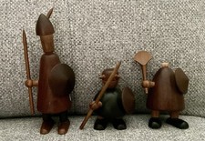 Collectibles Mid-Century Danish Jacob Jensen Wooden Vikings (set Of 3)INCOMPLETE