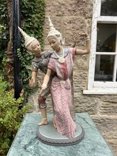 Stunning Lladro Thai Classical Dance Figurines - Porcelain Statue 52cm Tall