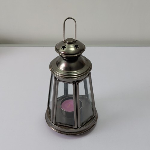Silver metal glass tea light - silver,