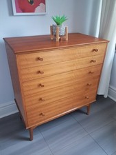 Mid Century Chest of Drawers Vintage Bedroom Alfred Cox 5 Drawers Restored 1950