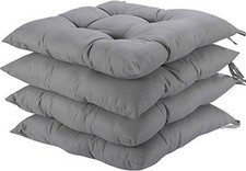 HAMO Set of 4 Dining Chair Seat Pads 38x38cm Cushions with Straps – Grey