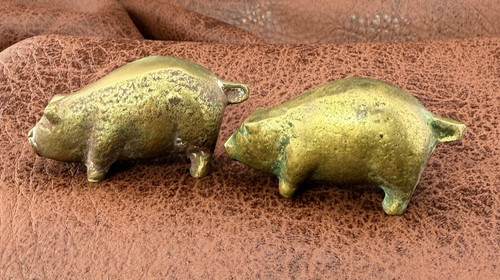 Antique pair solid brass - pair,