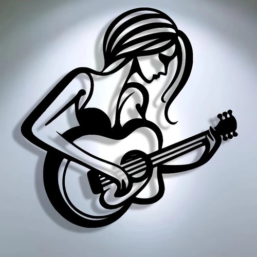 Abstract guitarist metal wall - abstract,