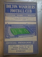 1963/64 Bolton Wanderers v Everton Division One programme 