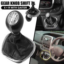 Black Gear Knob Shift 6 + R with Gaiter Fits For Renault Trafic III 2014 to 2019