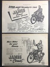 JAMES COMET 98cc ORIGINAL 1952 B/W ADVERTISEMENTS x 2 19cm x 12cm