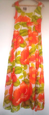 VINTAGE 70's KATI at LAURA PHILLIPS MAXI DRESS & CAPE ORANGE SAX TIKI 8 10 (14)