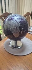 Purple And Silver World Globe On Stand 8" Diameter