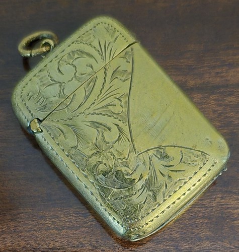 Antique brass vesta - brass, case