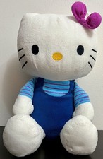 Hello Kitty/Sanrio 31cm Soft Toy Plush Wearing Blue Striped Top & Dungarees 2010