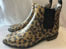 Joules Tan Brown Leopard Wellibob Short Printed Wellies, UK 8