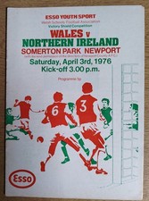 WALES v NORTHERN IRELAND  1976  Schools International  Victory Shield