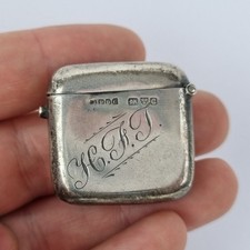 Antique Solid Silver Pill Box "Tablets" Initials Chester 1903 Boots Pure Drug Co